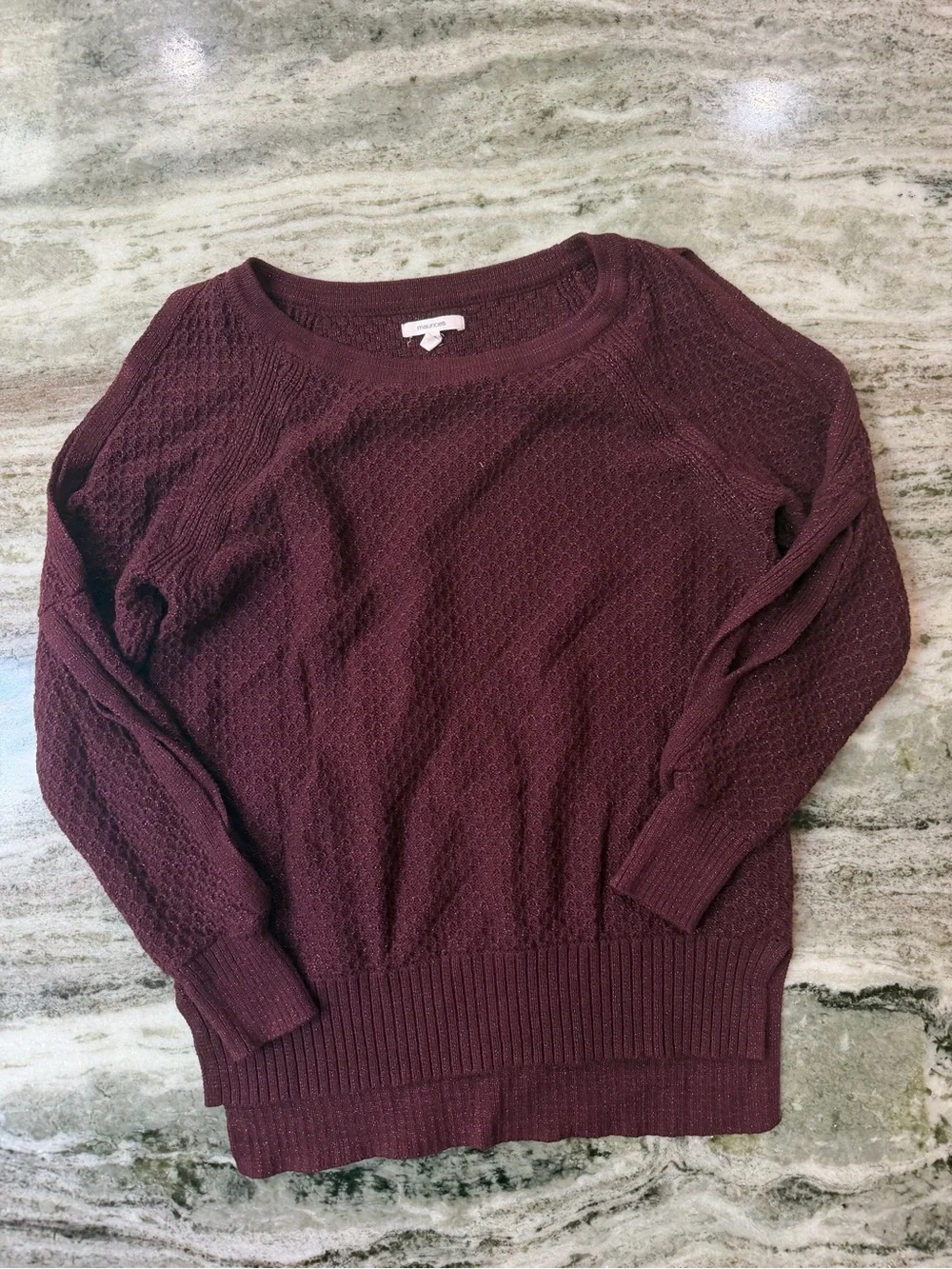 Maurices Maroon Textured Scoopneck Sweater - Picture 2 of 3